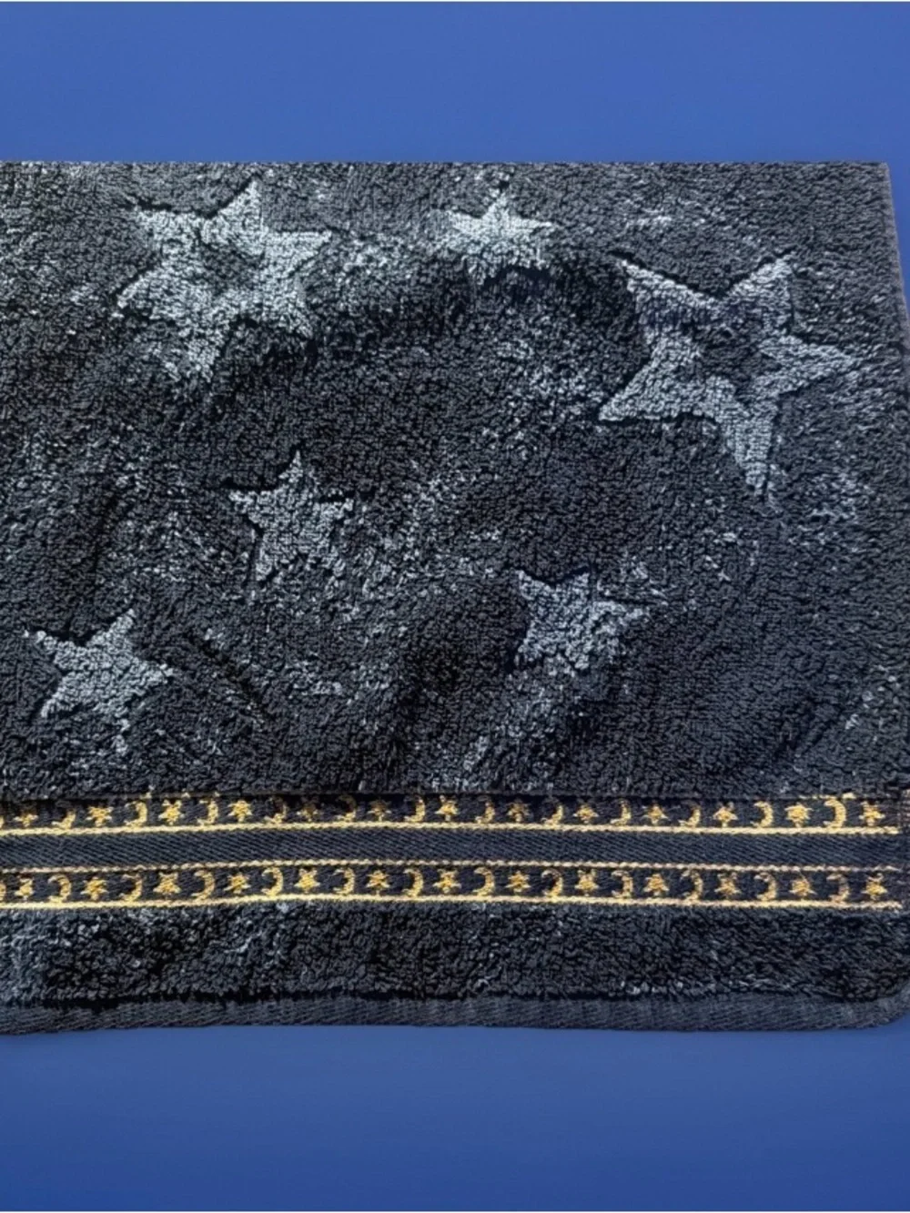 Spring Maid Contour hourglass Celestial Star & Moon Blue 100% Cotton Hand Towel